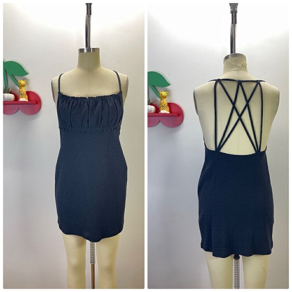 Free People Waffle Black Summer Dress